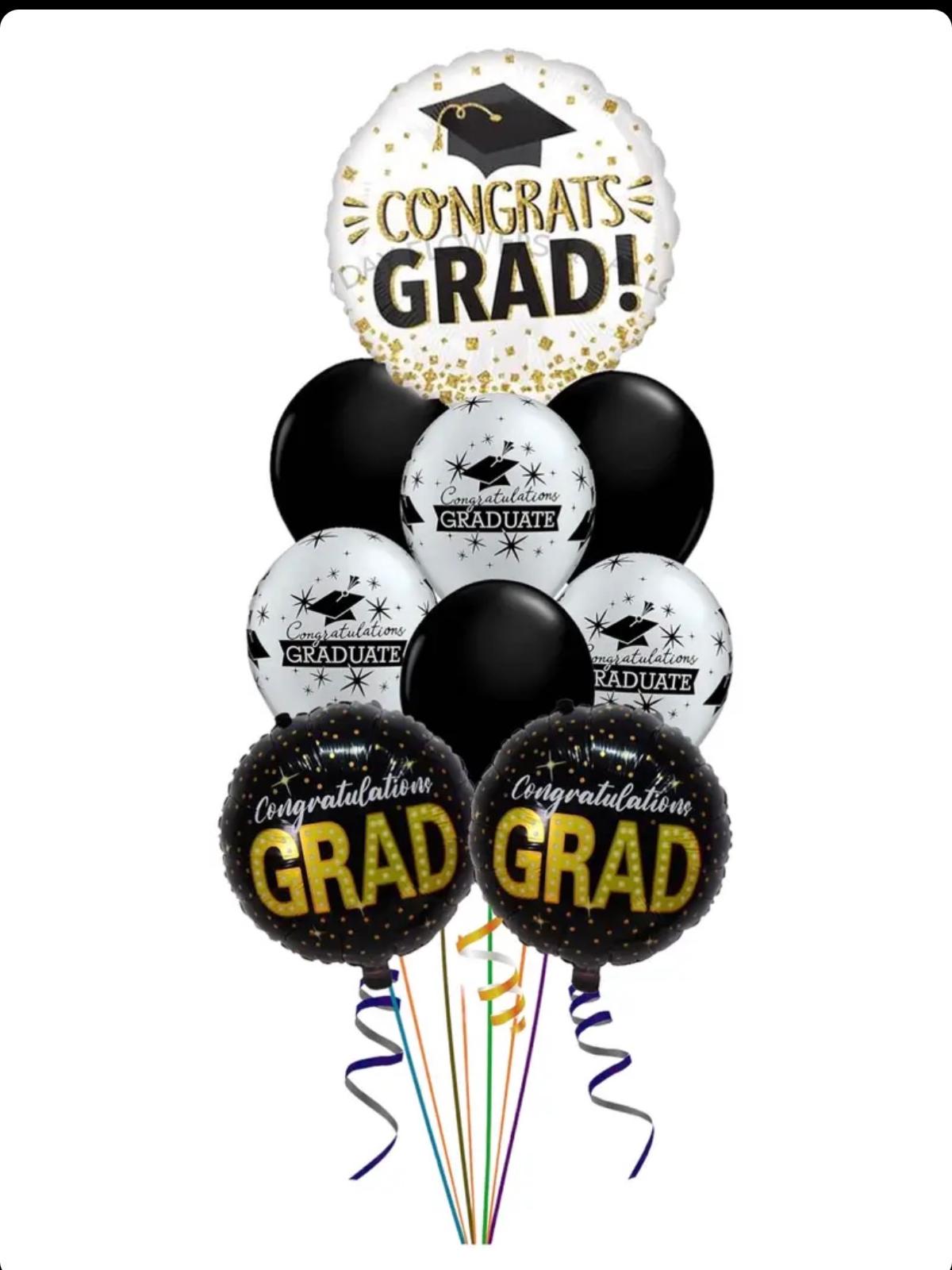 Black and Silver Congrats Grad Balloon Bouquet