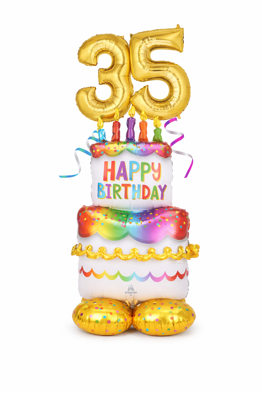 Balloon cake with 'Happy Birthday' and number '35' on a white background