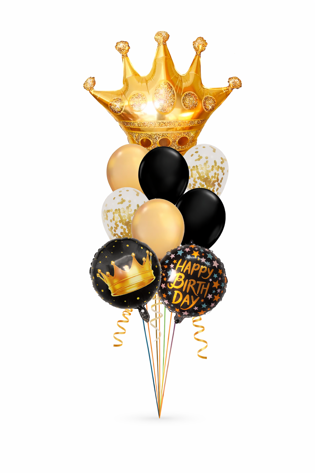 Black & Gold Crown Birthday Balloons