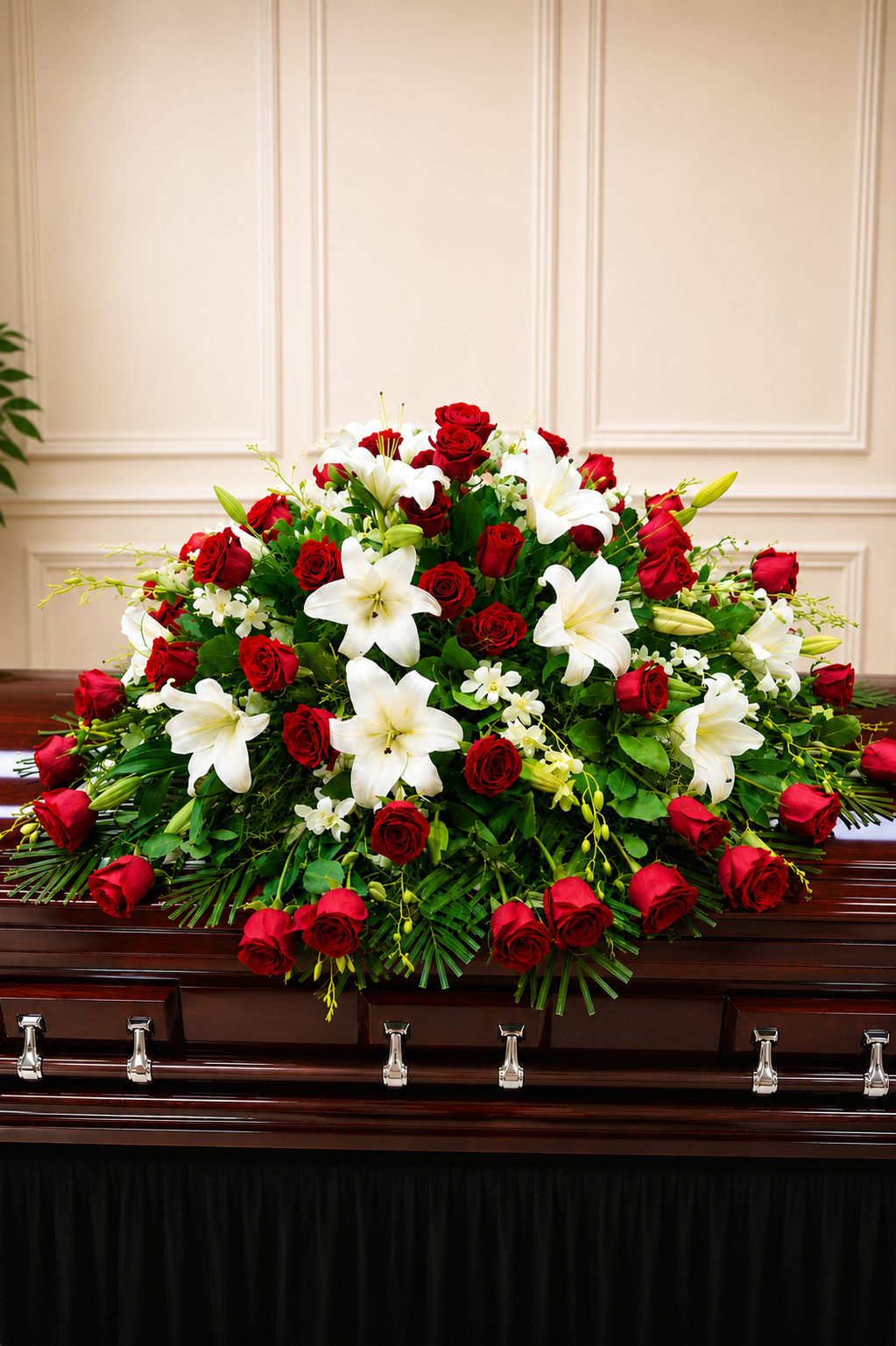 Heavenly Rose & Lily Casket Spray